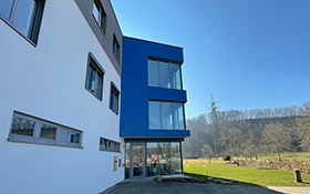 Side view of a production building