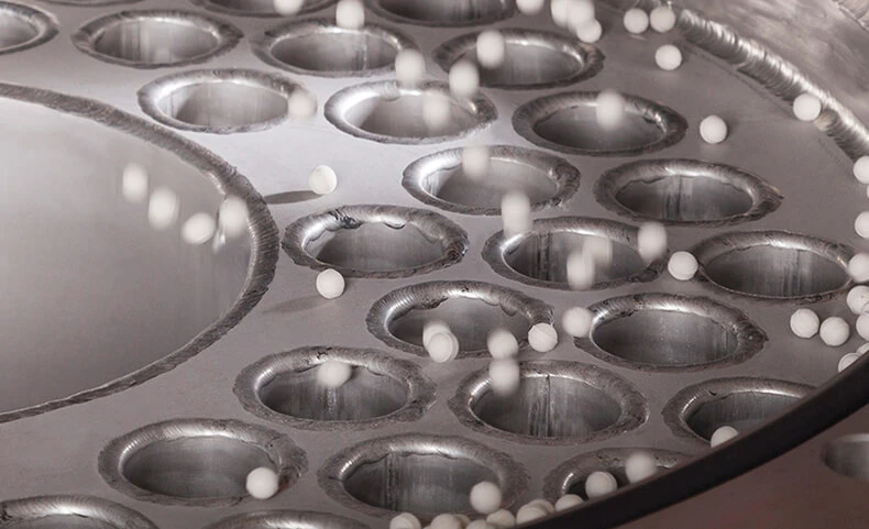 A picture of clean heat exchangers with ceramic balls circulating