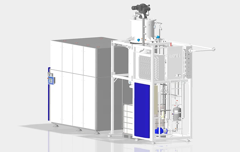 3D Grafik eines VACUDEST Vakuumdestillationssystems und der VACUDEST ZLD Technologie