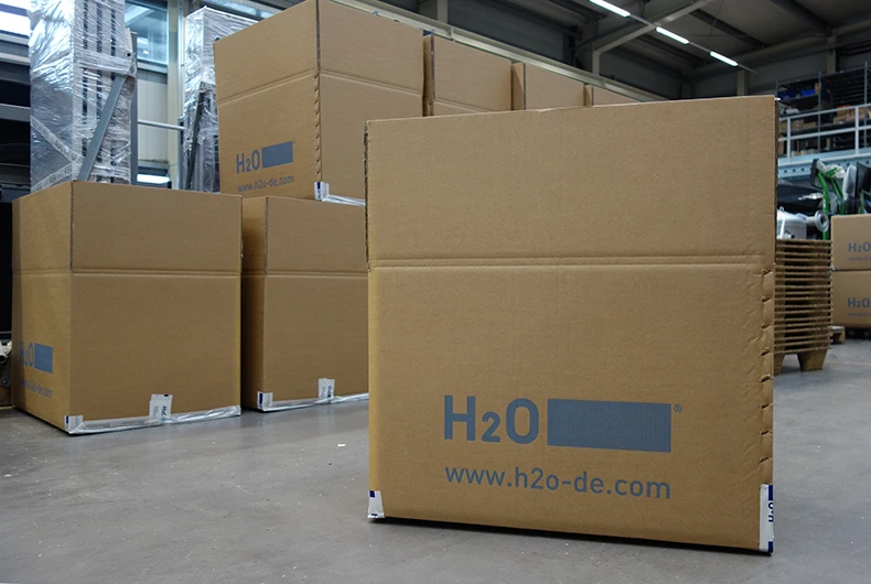 Photo de cartons d'emballage de la société H2O GmbH