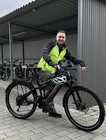 Employees on a H2O job bike