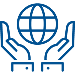 Globe in hands icon for sustainability