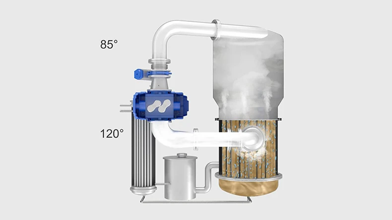 Figure of the interior of a vacuum distillation unit showing how it works.
